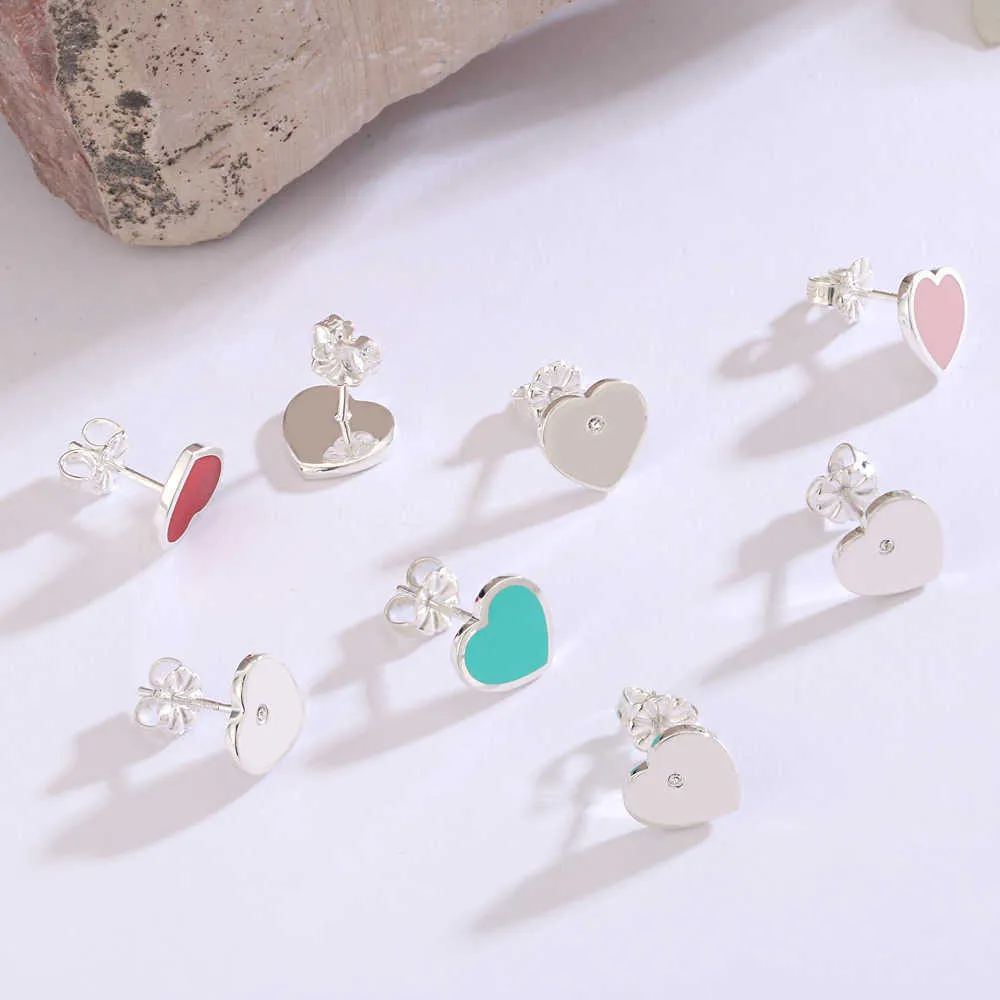 Stud t Jia Di Jia Earstuds Boutique Jewelry Tiffanyitss Earrings Valentines Day Gift Heart Shaped Drop Glue Enamel Simple Earrings