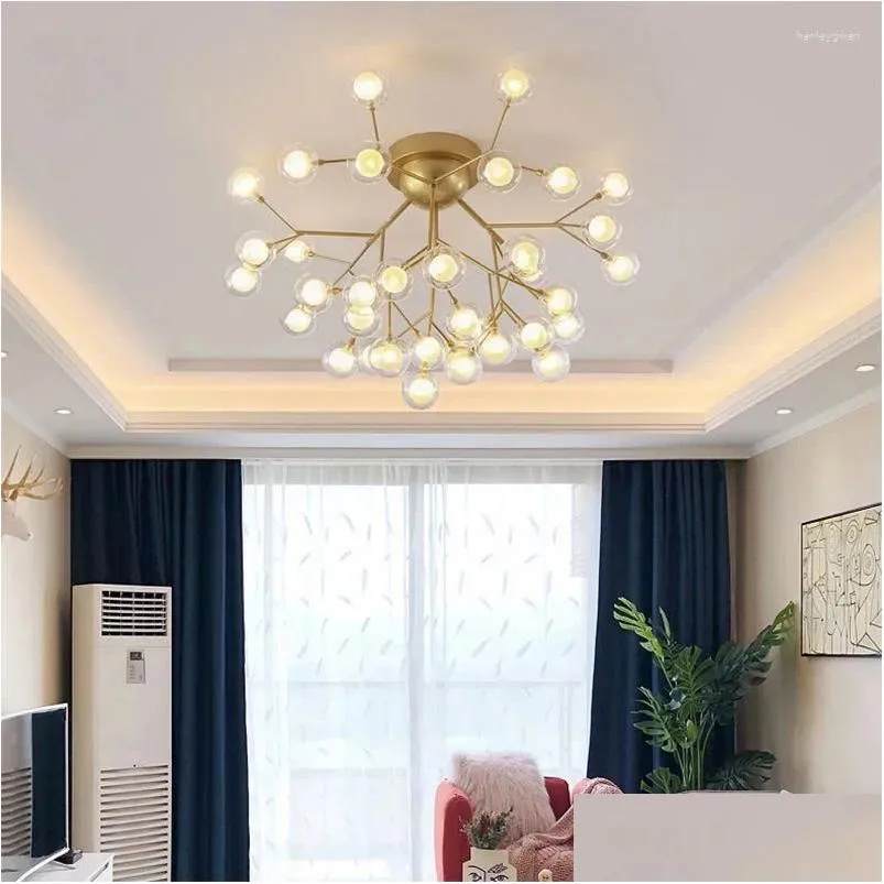 Ceiling Lights Living Room Lamp Dining-Room Bubble Ball Firefly Cozy Bedroom Lamps Drop Delivery Lighting Indoor Dh0Gr