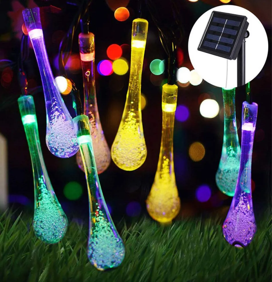 Lumières de cordes solaires 213ft 229ft 393ft LED LED Multi Colord Garling Waterdrop For Christmas Garden Patio Party Party Chadow XM2447199