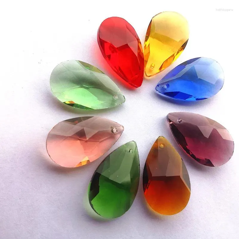 Lustre en cristal multicolore K9 Marquis, pendentifs en forme de poire pointue, pièce de lumière en verre pour attrape-soleil DIY, 28mm, 5 pièces/lot