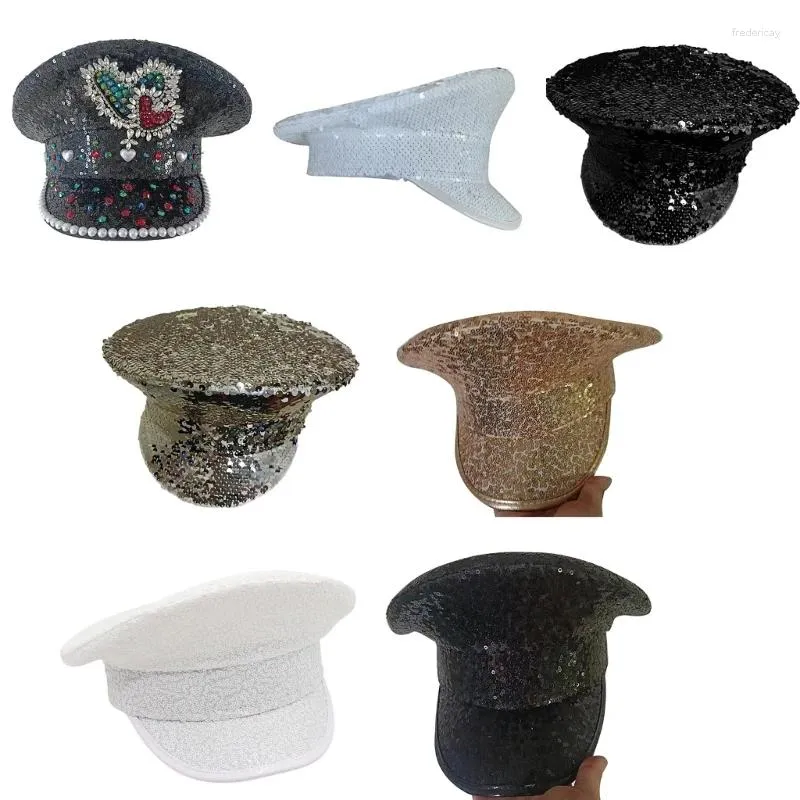 Berets Pailletten Hut Für Erwachsene Glitzernde Fedora Cap Bachelorette Party Musik Festival Karneval Kostüm Kopfbedeckung