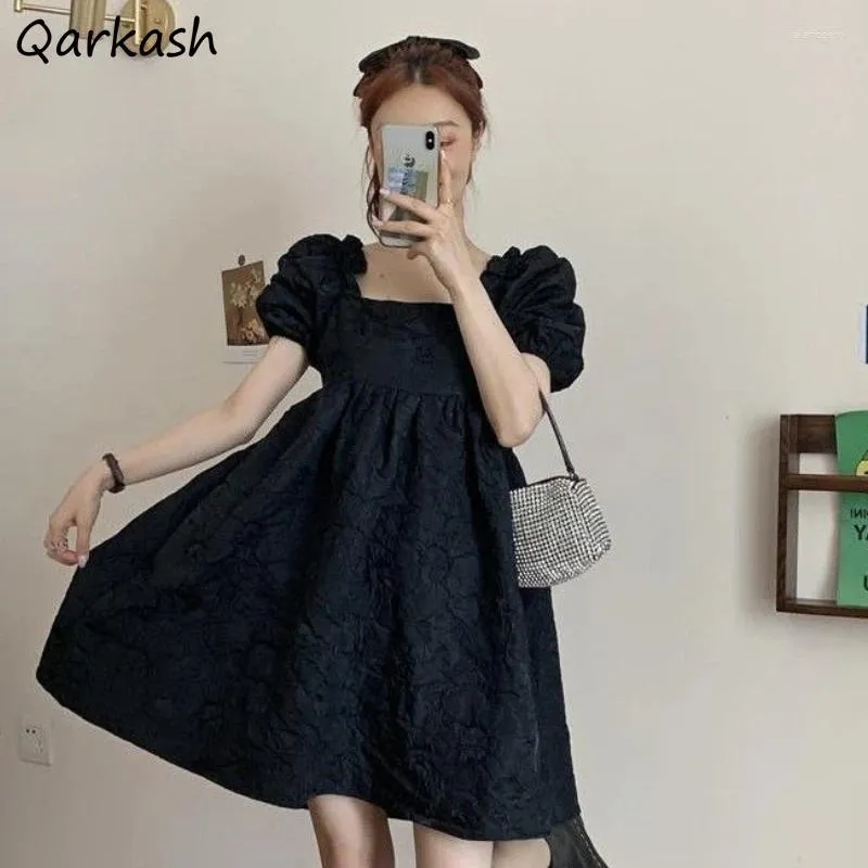 Casual Dresses A-line Dress Women Summer Solid French Style Fashion Simple All-match Party Sundress Mini Sweet Girls Leisure Comfortable