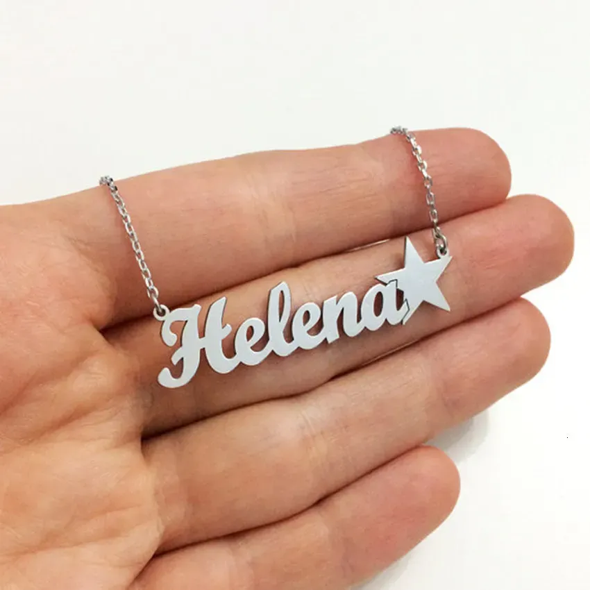 Pendants Stainless Steel Nameplate Necklace Personalized Custom Name Stars Necklace For Women Girls Couple Jewelry Friendship Gifts