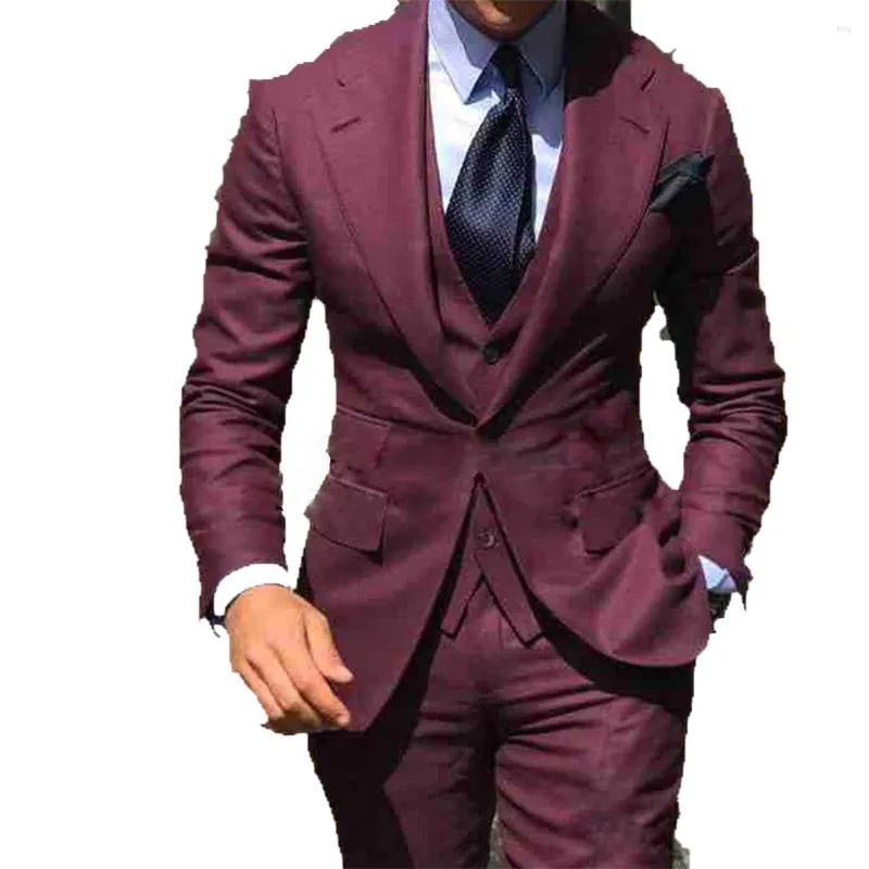 Herenkostuums Blazer Formeel herenpak Knappe bruidegom Slim Fit Tuxedos met één knop Bruiloft Brede inkeping Revers 3 STUKS (jas Vest Broek)