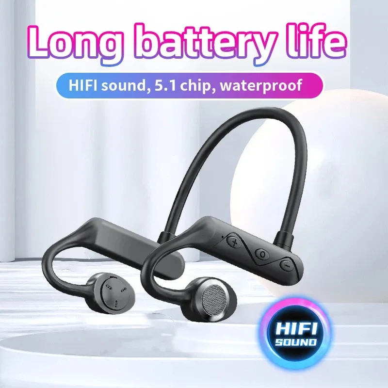 KS19 Bone Conduction Headphones Wireless Sports Earphones, Bluetooth  Headset, HiFi Sound, Hands-Free Mic, Waterproof for Running