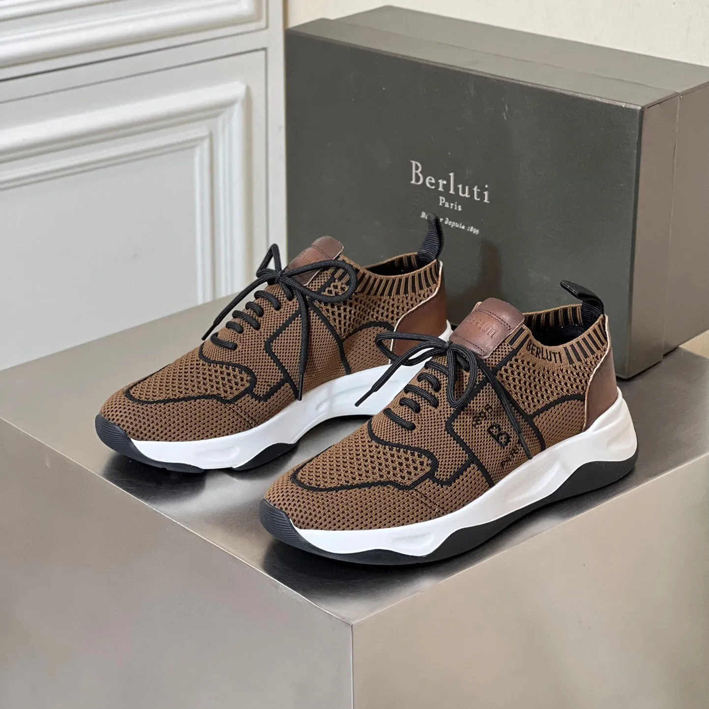 BERLUTI Shadow embroidered men\'s shoes and socks Berluti Shadow embroidered sneakers Berluti main image 3