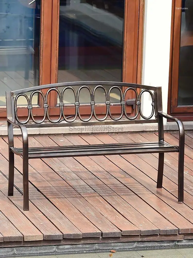 Mobilier de camping, chaise de parc en plein air, banc de cour carré en fer, dossier de loisirs, Double siège Long