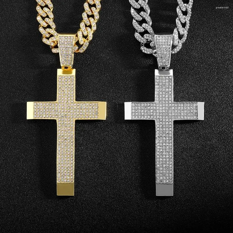 Pendentif Colliers Bling Haute Qualité Croix Forme Collier Avec Lisse 4mm Corde Chaîne Ras Du Cou Mode Hip Hop Style Bijoux Hommes Femmes