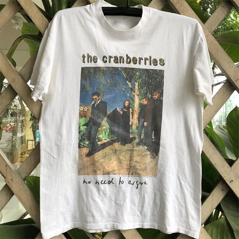 T-shirt vintage à manches courtes imprimé avec image touchante avancée du groupe Cranberry pour hommes