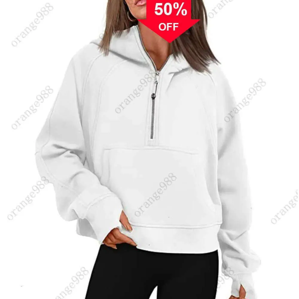 LULULEMENI Autumn Winter Yoga Suit Scuba Hoodie Half Zip Women's Sports Sweater Loose Gym Jacket Fiess Short Plush Coat Sweatshirm 2023
