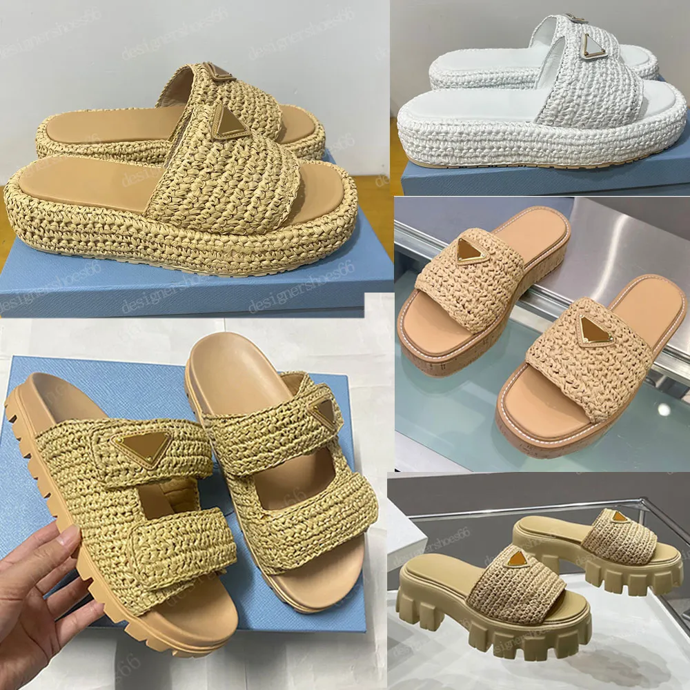 Raffian flatform sandaler raffian sandaler virka flatform glid naturlig designer sandaler slank vävt raffian ger sandaler emaljerad metall triangel sandal 35 42