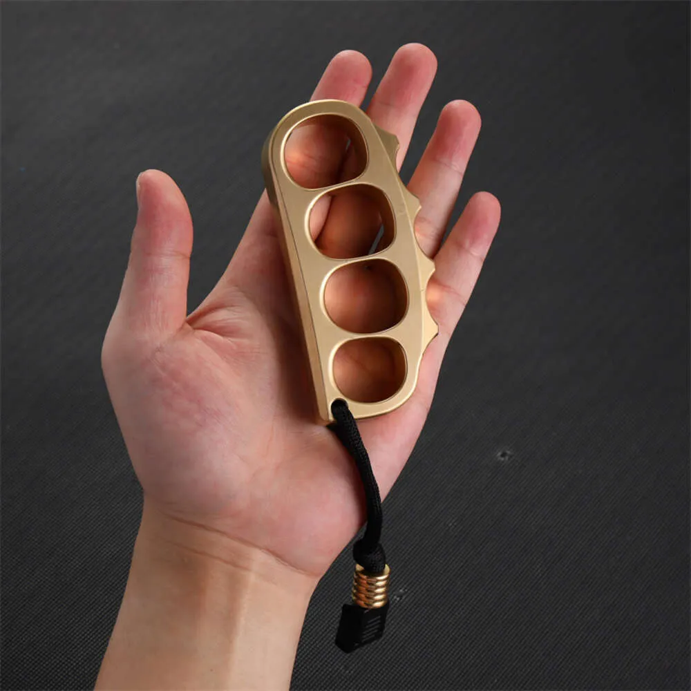 Rescue EDC Brass Pure Equipment For Self-Defense, Solid Tiger Finger Pea Pod Army Fan Umbrella Rope Knife Pendant, Collect And Play With 7489