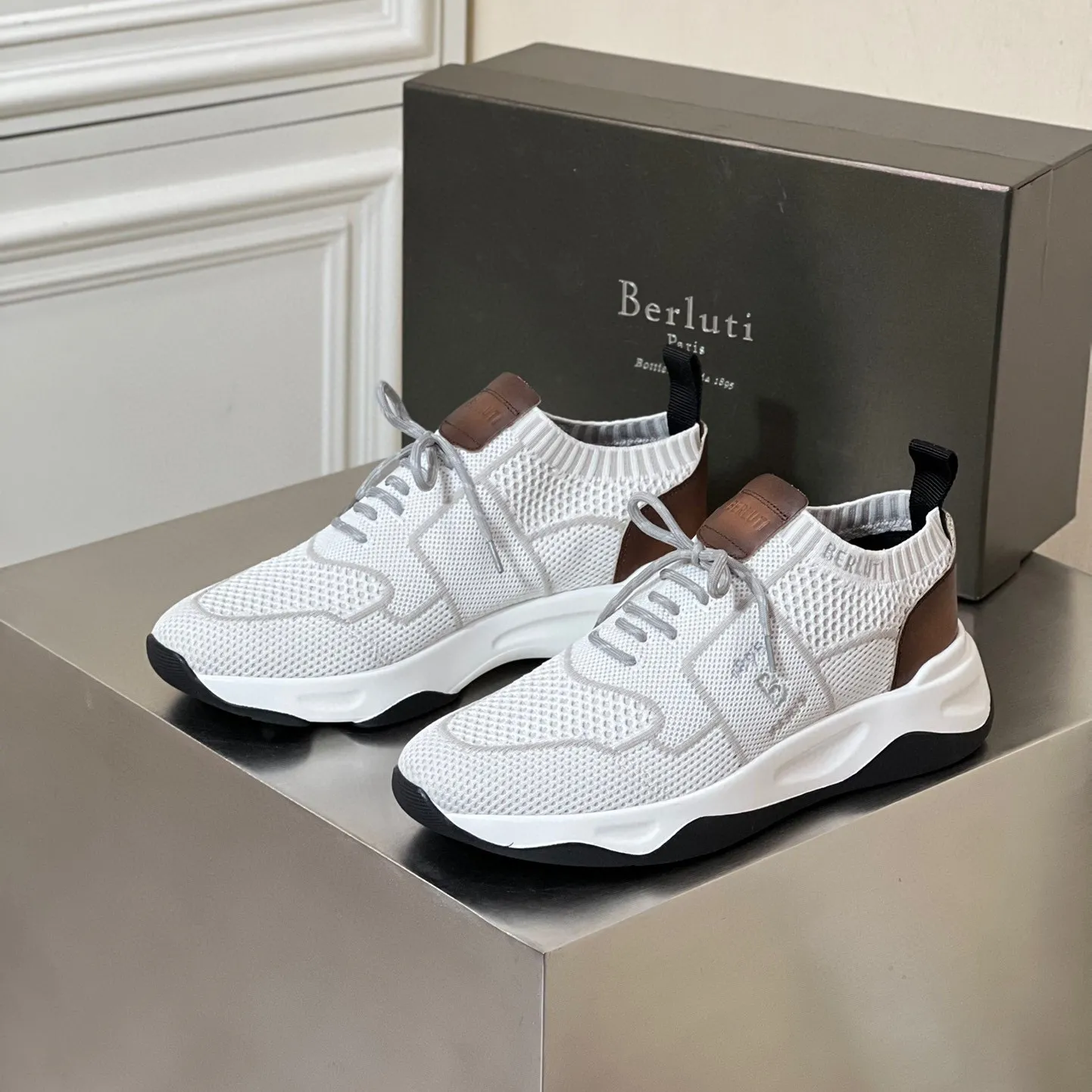 Berluti Handmade Mens Sports Shoes Shadow Knit and Leather  display picture 2