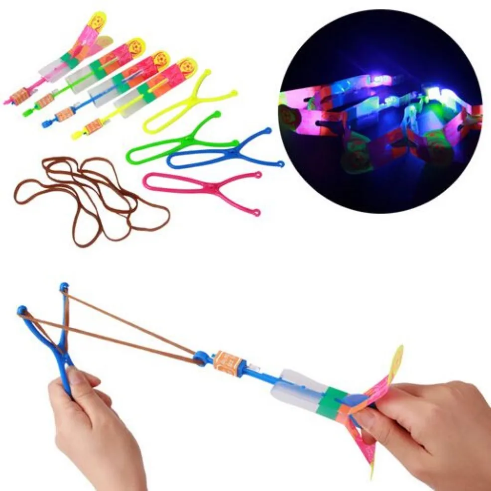 50 pieces lot Slings Toy Amazing Arrow Helicopter Rubber Band Power Copters Kids Led Flying Toy 100% Brand New And High Quali191A