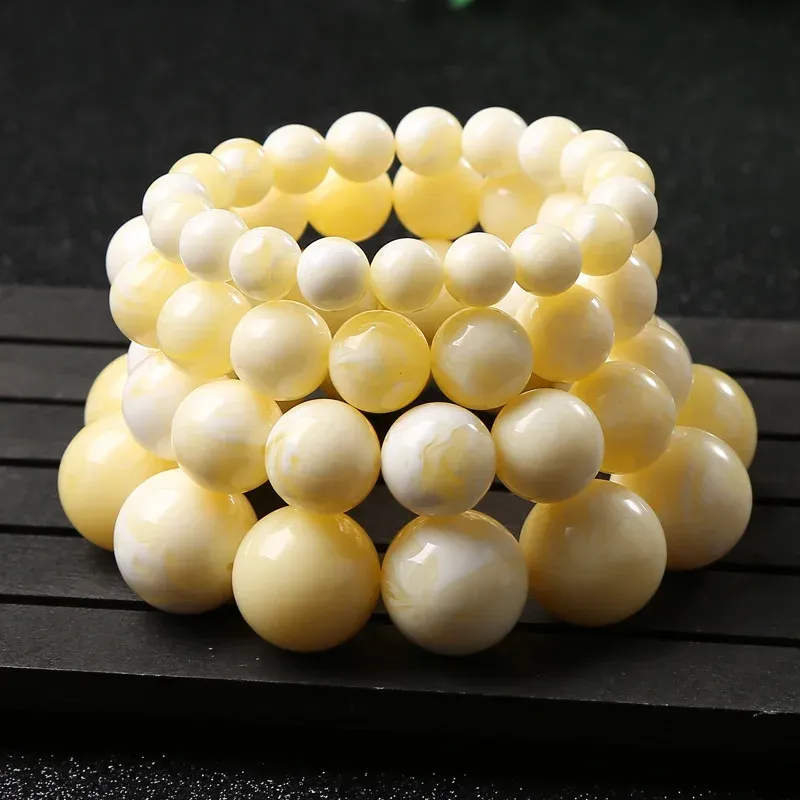 Bangles Wax Bracelet White Honey Bracelet for Men and Women Chicken Oil Yellow Amber Beeswax Bracelet White Honey Bracelet Beads Bangle