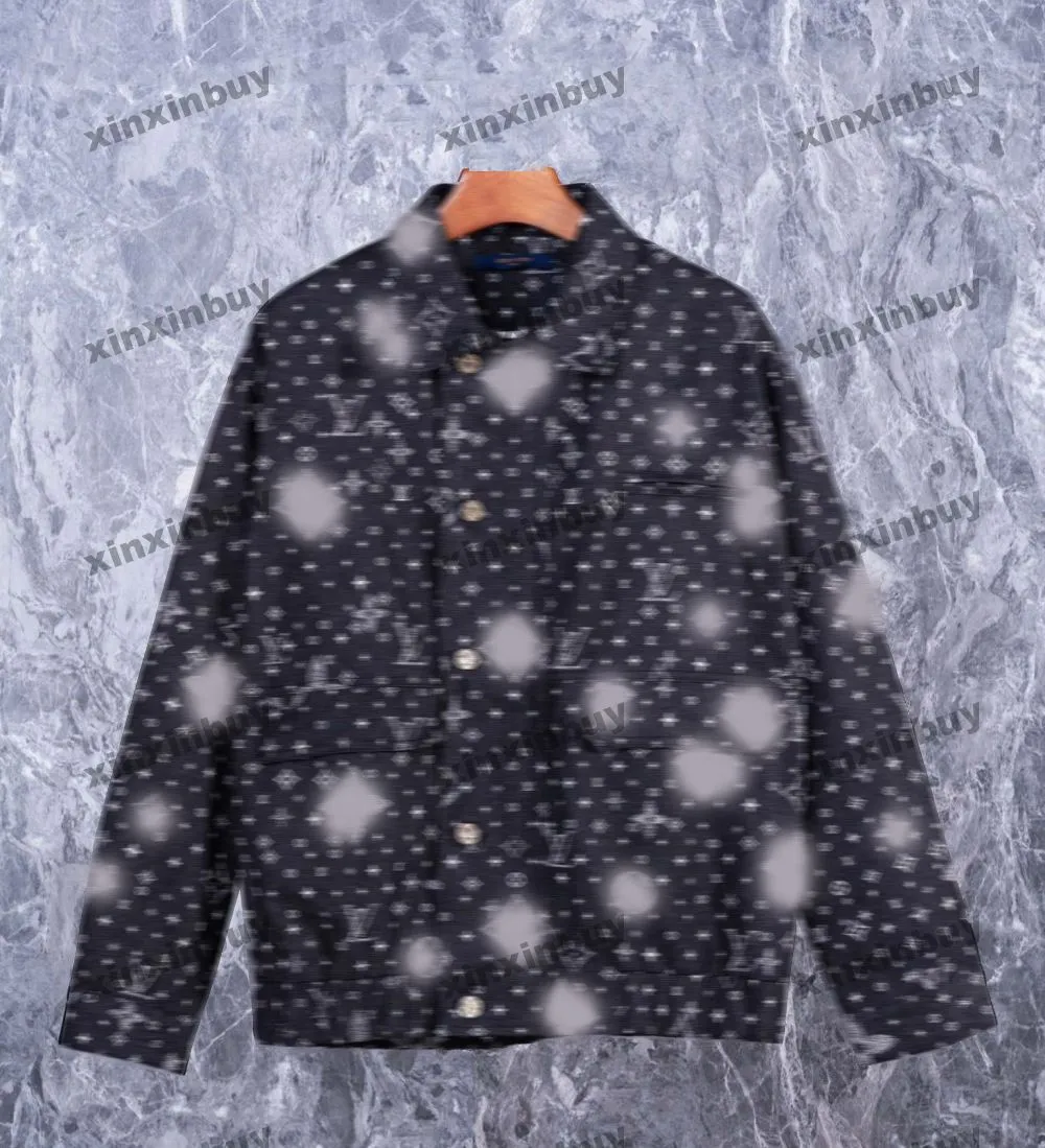 xinxinbuy 2024 Men designer Jacket Starry Sky Print Denim jacket long sleeve women Black M-2XL