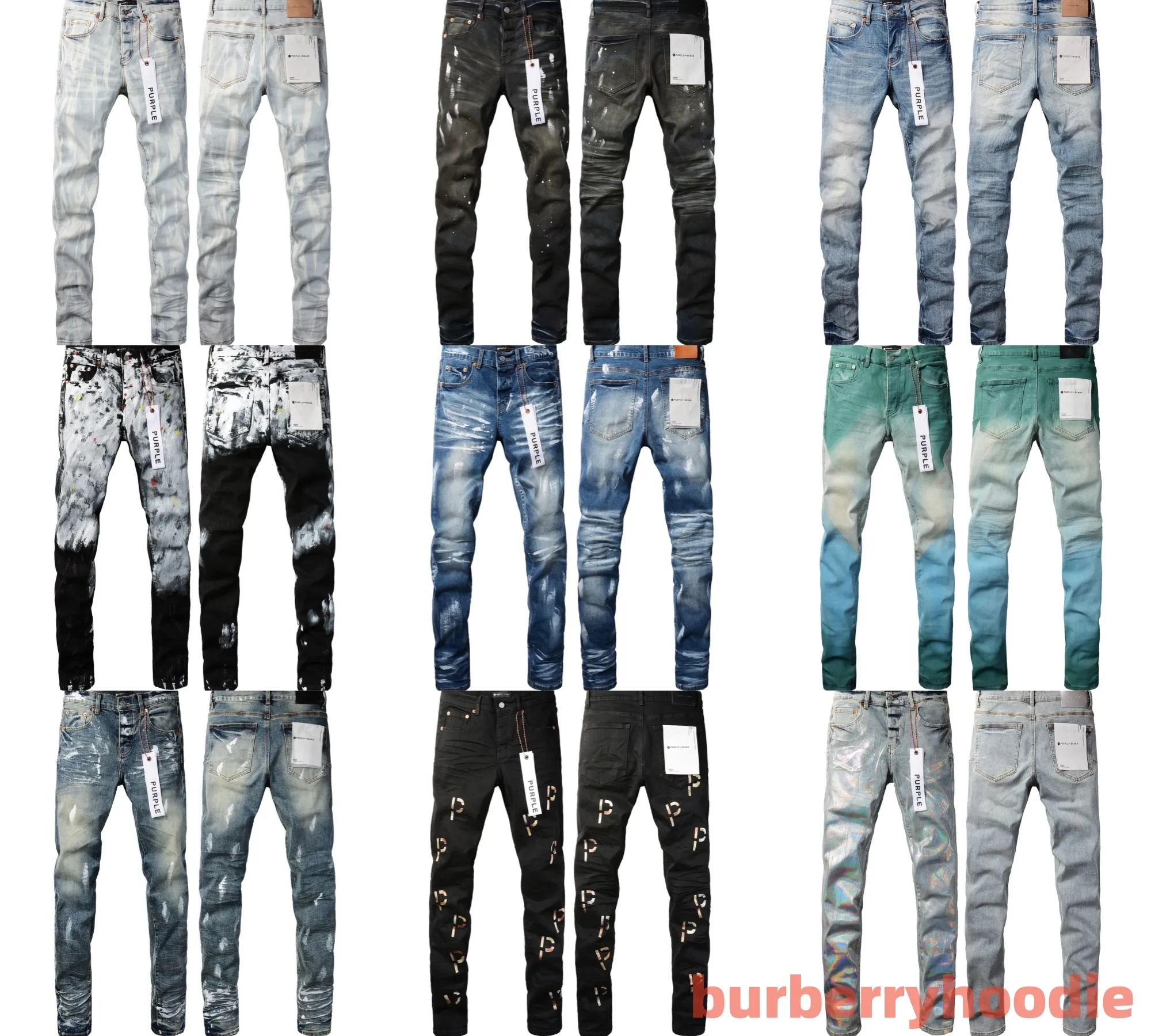 Designer de marca roxa para homens mulheres calças verão buraco alta qualidade bordado jean denim calças dos homens jeans roxo 81