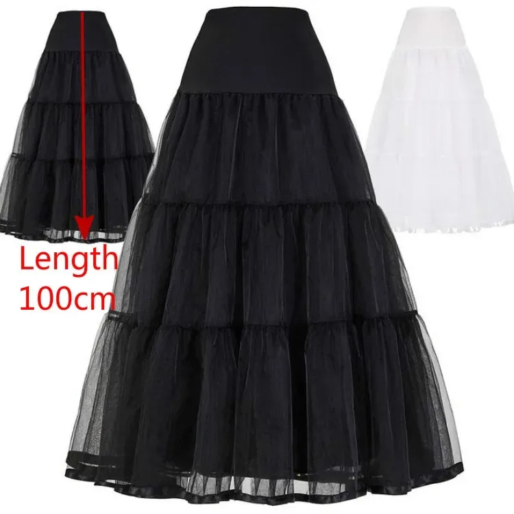 Kits Vintage Kleid Petticoat für Hochzeit Retro Crinoline Frauen Hochzeitszubehör Schwarzweiß Langes Petticoat Unterrocks Plus Größe