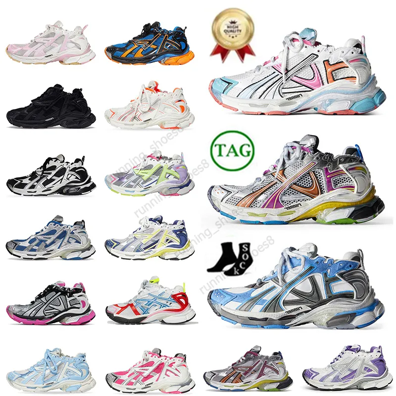 Paris Runners 7.0 Scarpe da corsa firmate da uomo Track Transmit Sense Runner 7 Tracce da donna Graffiti Bianco Nero Blu Rosso Scarpe da ginnastica Sneakers Walking Jogging Big Size 12