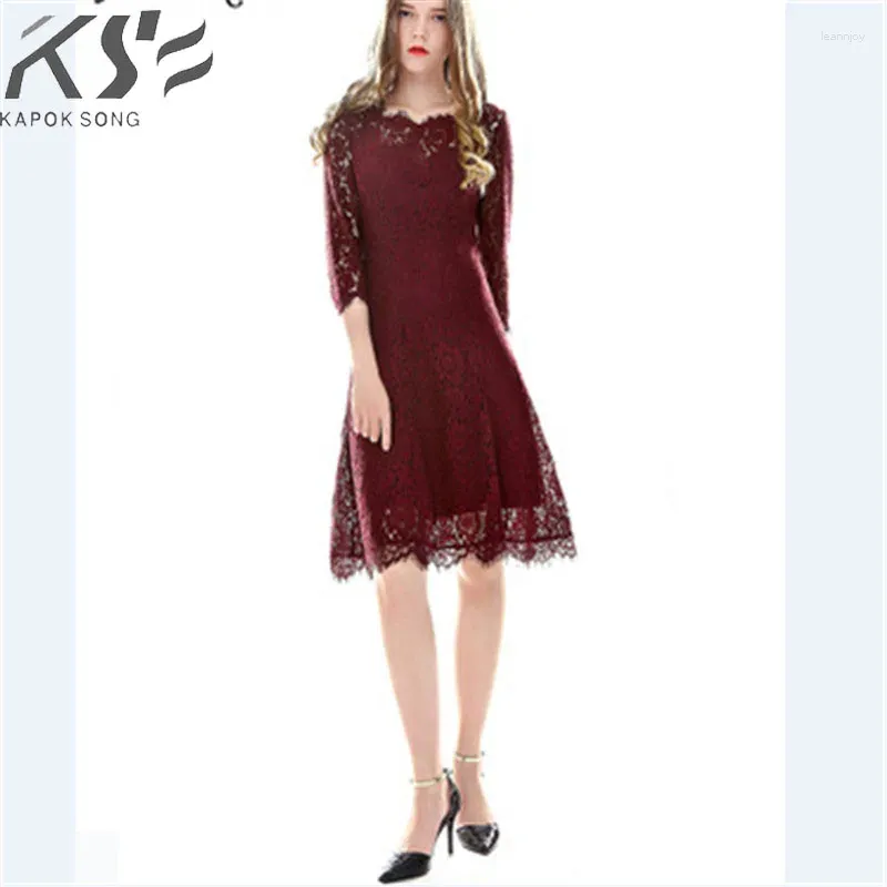 Party Dresses 2024 Women's Lace Mid-sleeve Fashion Atmosphere Summer And Autumn Europe The United States Big Explosive Dress