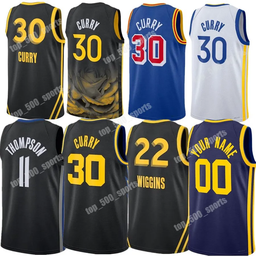 Maillot de basket-ball personnalisé Stephen Curry Klay 11 Thompson Andrew Wiggins Draymond Vert Blanc Noir Bleu Hommes Chris Paul Kevon Looney