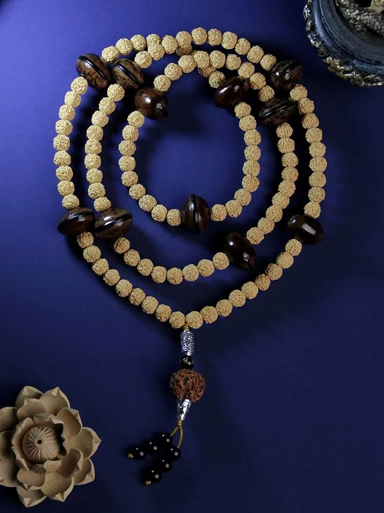 Strand Różańca 108 Koraliki Bodhi Bransoletka Naszyjka Mala Modlitwa Rudraksha w kropli