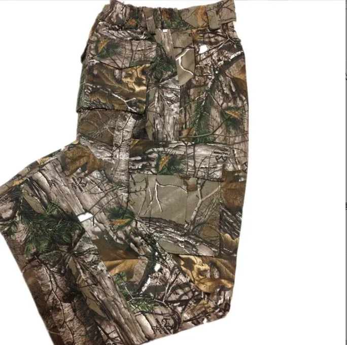 Pantalones de hombre de talla grande de algodón transpirable biónico caza camuflaje pantalones al aire libre senderismo pesca jungla pantalones largos holgados ZEUE