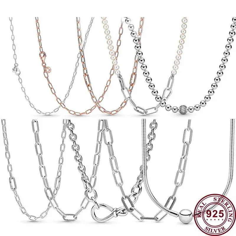 Colliers New Hot 925 Silver Snake Link Chain Me Series Collier pour femmes adapté aux bijoux charmants de haute qualité des femmes de haute qualité des femmes