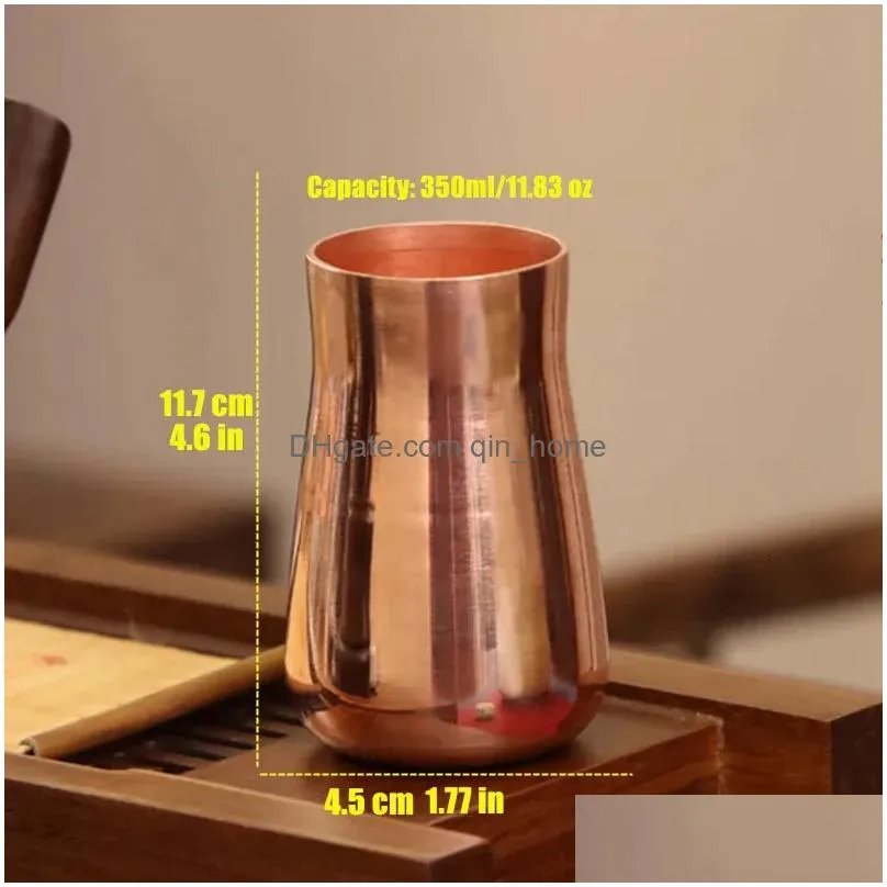 Tasses Fabriqué à la main en cuivre pur bière lait tasse créative Vintage épaissie eau de Moscou 350 ml petit déjeuner tasse Drinkware vaisselle 231013 D Dhkmi