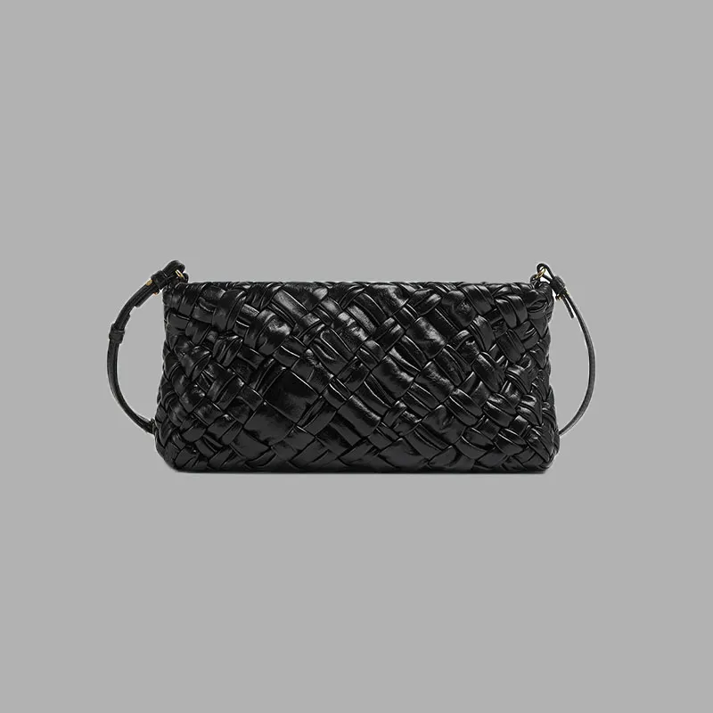 編み革ハンドバッグ財布プレーンショルダーバッグアンダーアームデザイナービンテージショッピングバッグクロスボディハンドバッグジッパー女性ウォレット調整可能なストラップ