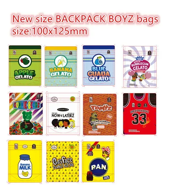 Jokes up BACKPACK BOYZ Packing smell proof 420 packaging PEMMEX Gummy runtz bags  710 small size 100x125 mm mylar bags