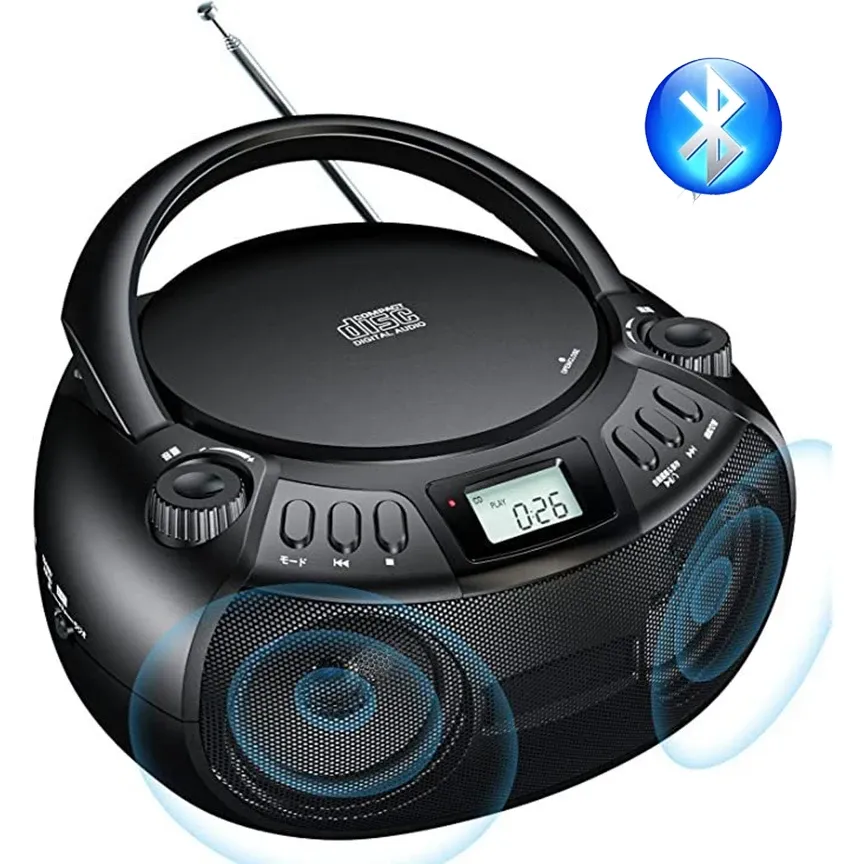 Tragbarer CD-Kassetten-Bluetooth-Boombox mit FM-Kassetten-CD-Player für Schüler, der U-Disk MP3-Stereo-Musik-Player lernt