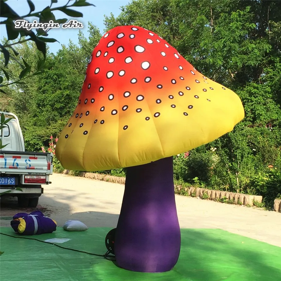 wholesale Beau champignon gonflable multicolore 6 mH (20 pieds) avec ventilateur Ballon géant simulé de modèle de champignon gonflable pour parc à thème et décoration de fête