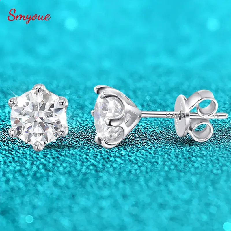Smyoue Certified 0.2-2ct D Color Stud Earrings for Women White Gold 925 Sterling Silver Brilliant Lab Diamond Earring 240219