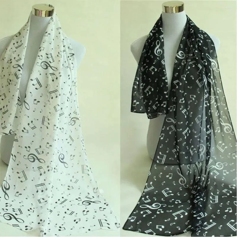 Scarves Trendy Women Neck Scarf Ladies Gift Accessory Treble Clef Printed Muffler Chiffon Silk Music Note Shawl