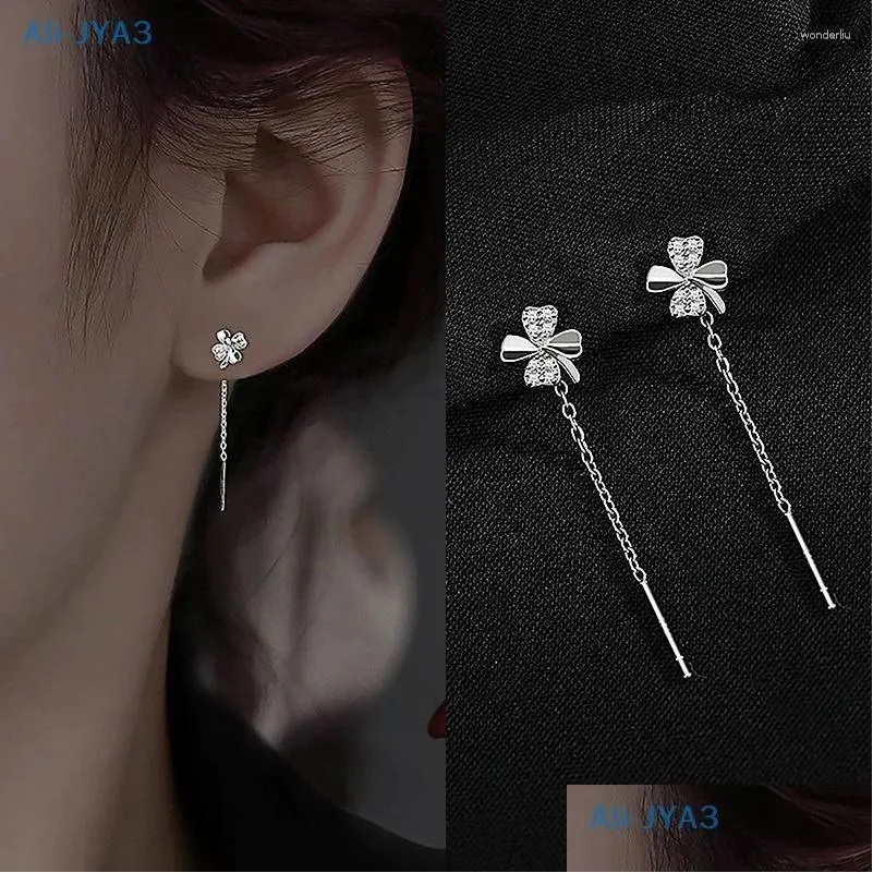 Dhaew – boucles d'oreilles lustre pendantes, 1 paire de fils d'oreille simples pour femmes et filles, bijoux fins pour fête de mariage, cadeau, livraison directe