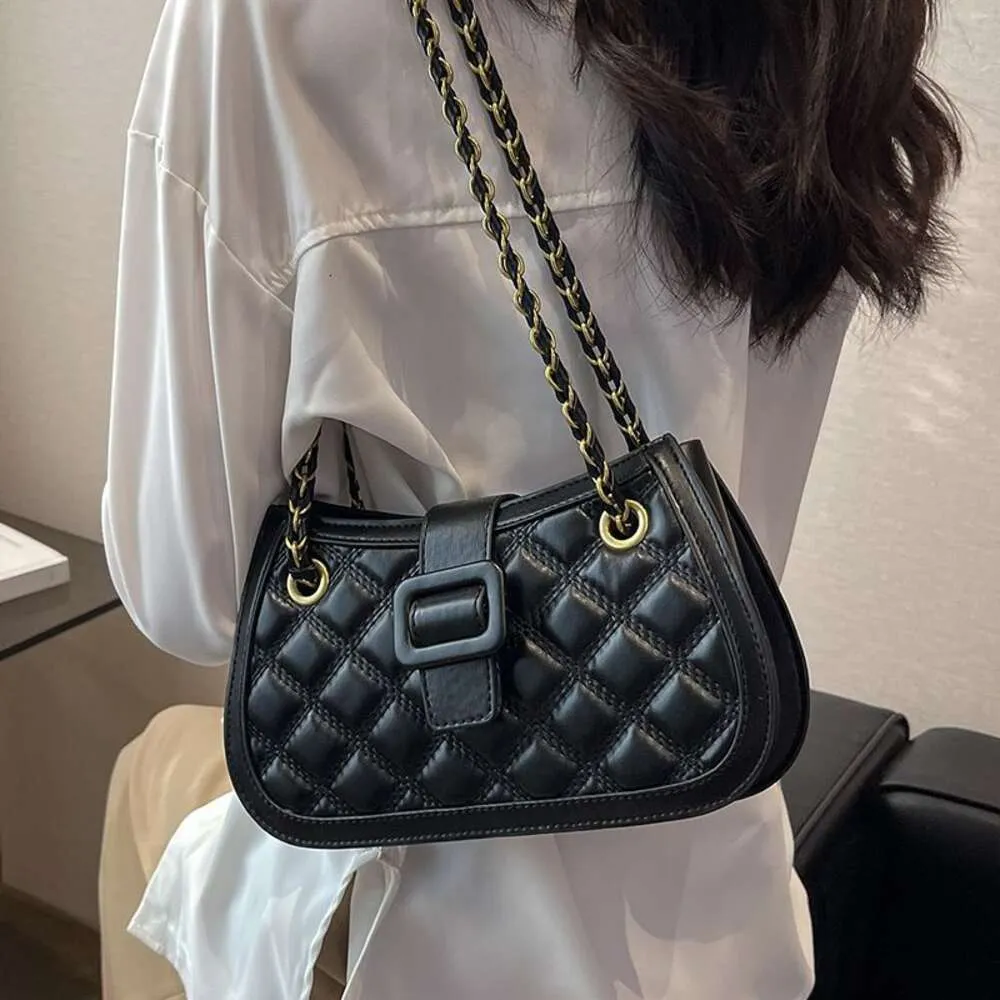 Lingge Texture Small Spring/Summer 2023 New Fashion Chain Women's Crossbody Bag 75％Factory Direct Sales