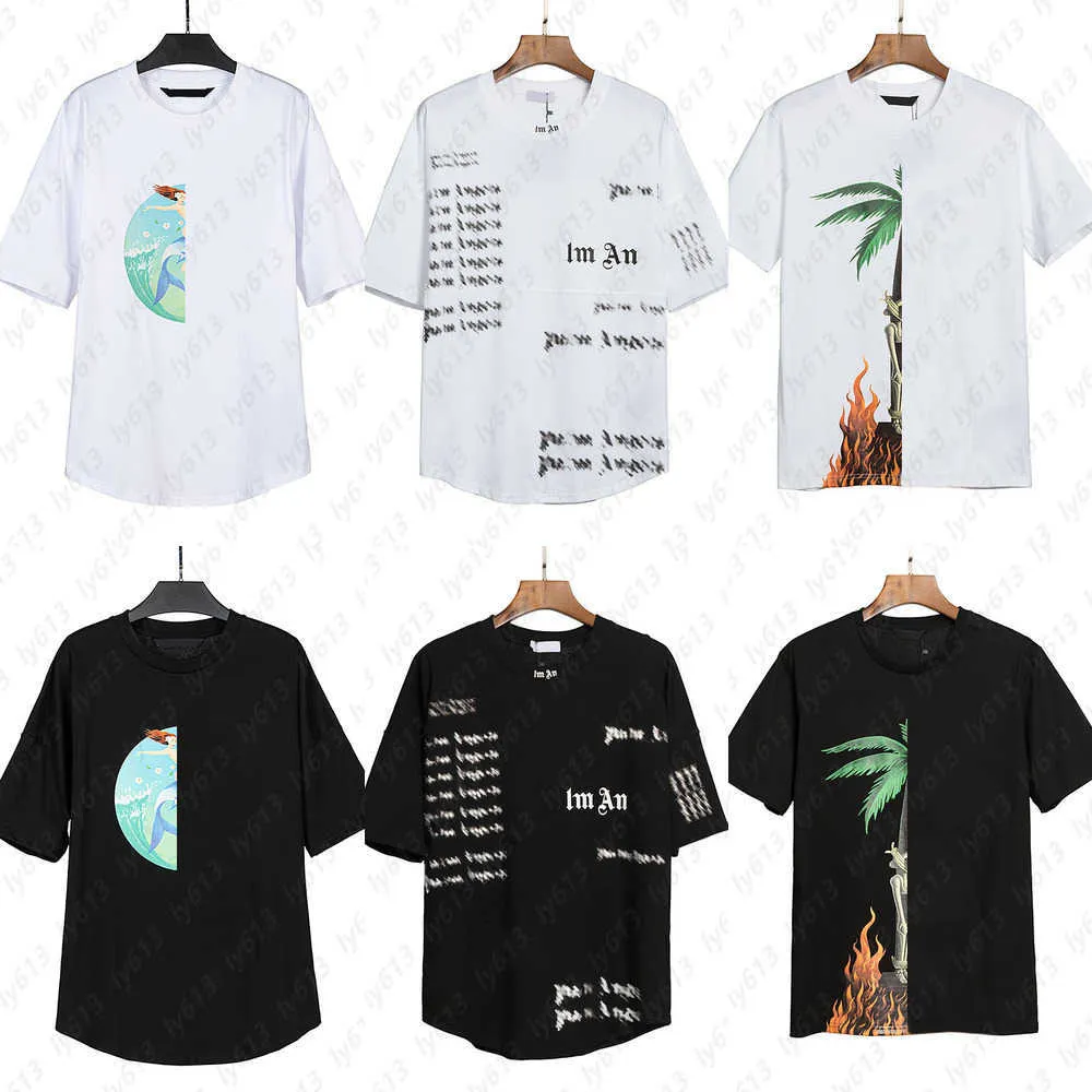 zomer luxe t-shirts voor mannen kleding mode 100% katoenen t-shirt Klassieke High Street palm-engel Grafische Tee Ronde Hals Korte Mouw heren designer t-shirt