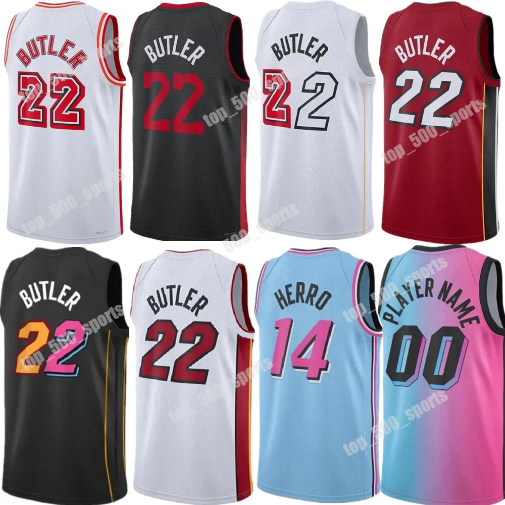 Aangepaste Jimmy 22 Butler Jersey Bam 13 Adebayo Terry 2 Rozier III Tyler Herro Nikola Jovic Duncan Kevin Love Martin basketbalshirts