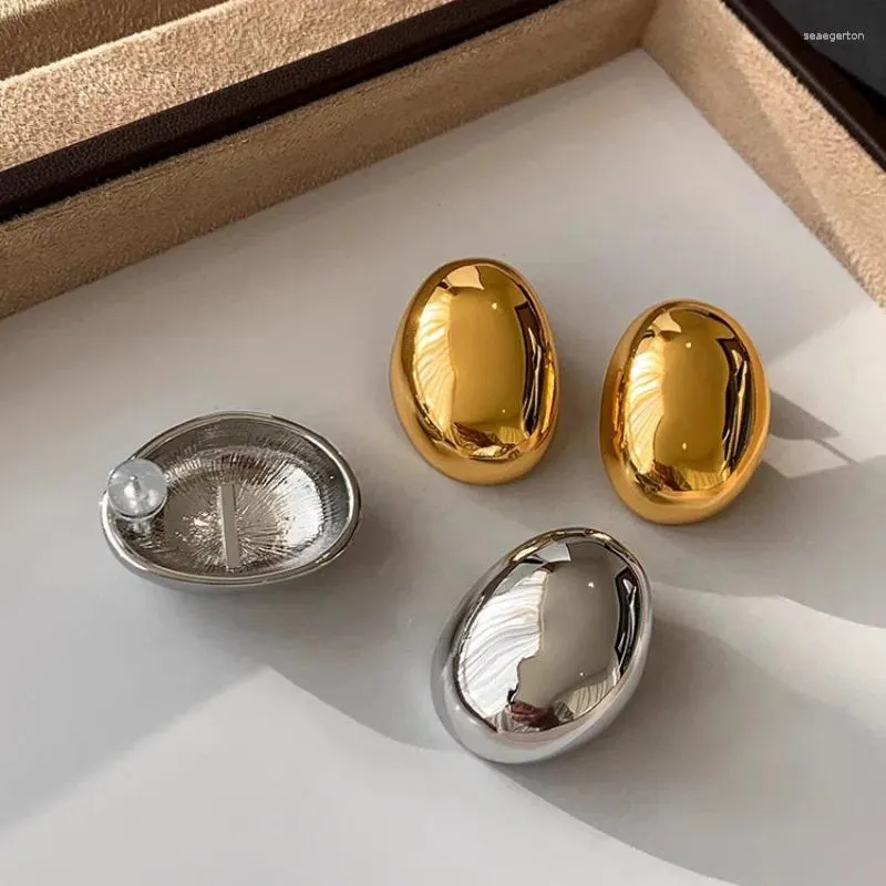 Orecchini a bottone in argento sterling 925 a mezzo globo rotondo geometrico punk dorato per gioielli da donna ragazza regalo all'ingrosso