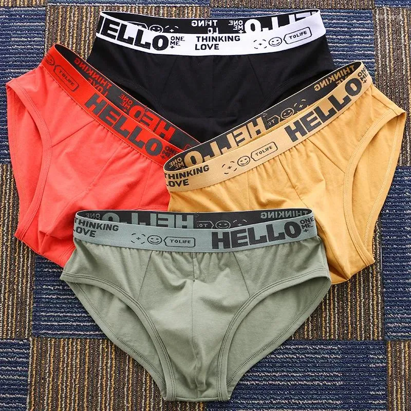 Underpants 4pcs/lot Fashion 남자 면화 브리핑 속옷 섹시한 남자 팬티 재미있는 편안한 편안한 남성 트렌드 비키니 반바지