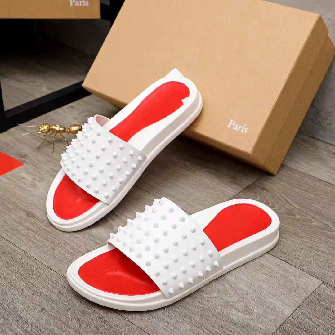 Red Bottoms MEN Slippers Man Classic Spike Flat Spikes Slide Sandal
