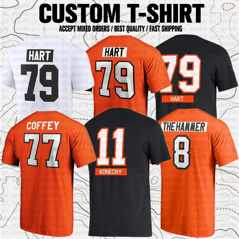 Personalizado cam atkinson travis konecny owen tippett eric lindros sean costureiro paul coffey eua hóquei clube fãs marca camiseta