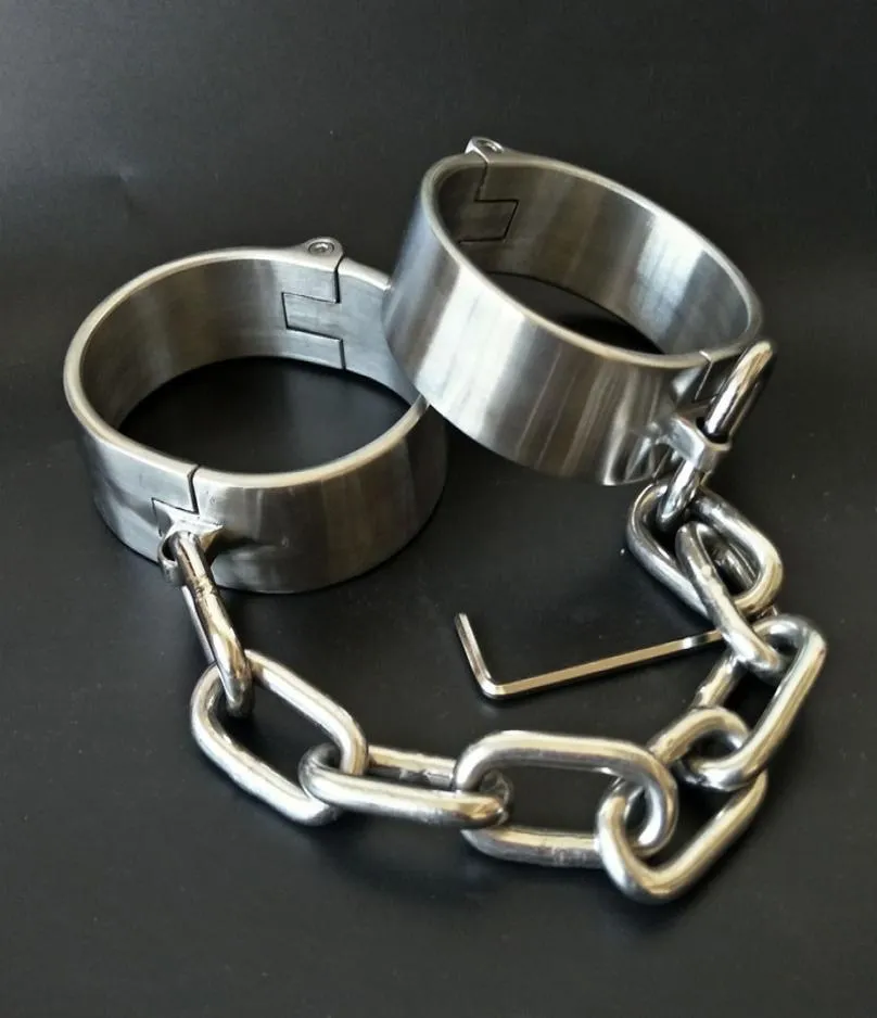 Manette pesanti in acciaio inossidabile Polsino alla caviglia con serratura Fetish Bondage BDSM Polsini per mani Restrizioni Giochi per adulti Giocattoli sessuali per donne Uomini Y1404412