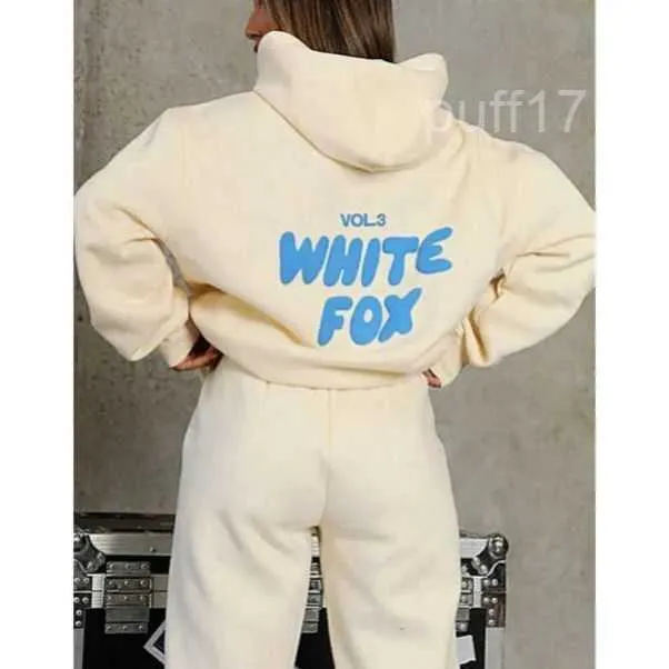 White Fox Hoodie-Trainingsanzug-Sets, Kleidungsset für Damen, Frühling, Herbst, Winter, neues Hoodie-Set, modisch, sportlich, langärmelig, Pullover mit Kapuze, Qa EIRR