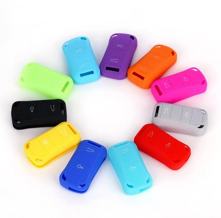 2 Buttons Silicone Rubber Car Key Case Cover Shell Skin Fob Protector Holder for Porsche Cayenne Car Accessories Key Set8485032