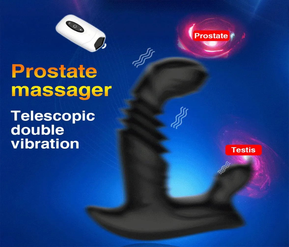 Vibrateur à distance sans fil pour hommes fesses automatique télescopique vibrant mâle masseur de Prostate Plug Anal Sex Toy Y2004221807471