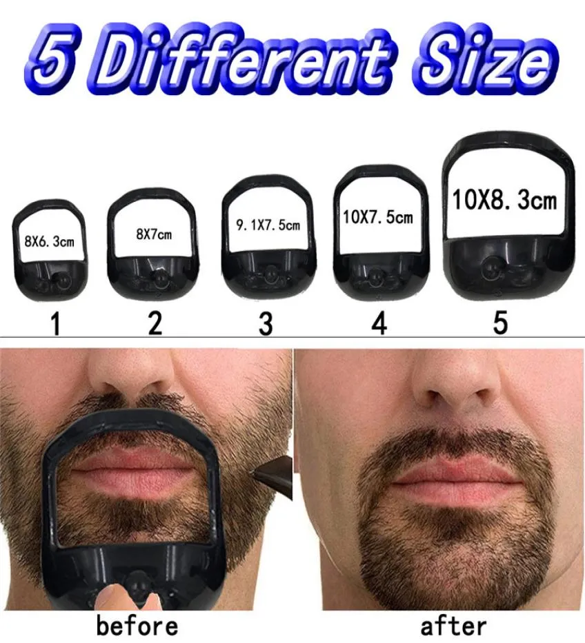 2021 Men Clippers Template Guide Design Mustache Goatee Shaving Shaper Style Beard Comb Perfect Shape Styling Tool 5pcsSet4959858