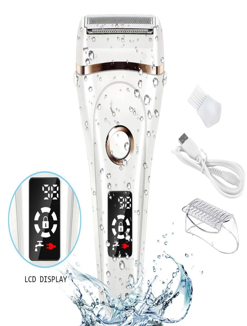 Электрический эпилятор Surker, бритва, безболезненная женская бритва для женщин, триммер для бикини, водонепроницаемый всего тела, зарядка через USB, ЖК-дисплей, влажная 7212118