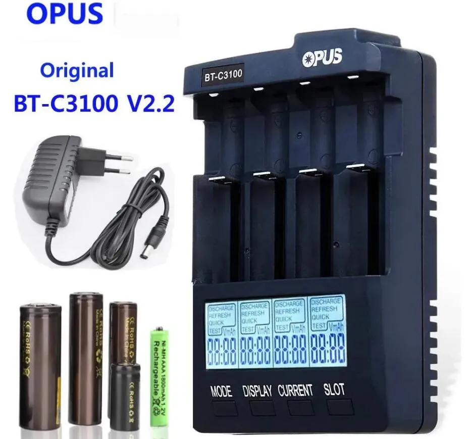 Lithium Battery Charger BT-C3100 V2.2 Smart LCD 4-Slots Battery Analyzer Tester Li-ion NiMH AA Batteries Charger